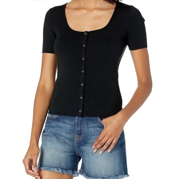 The Drop Womens Sz XXL Maxine Short-Sleeve Square-Neck Button-Front Rib Cardigan - Picture 1 of 7